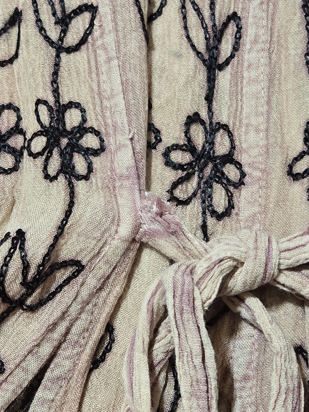 Vintage Pink Floral & Black Embroidered Midi Dress - Picture 7 of 7